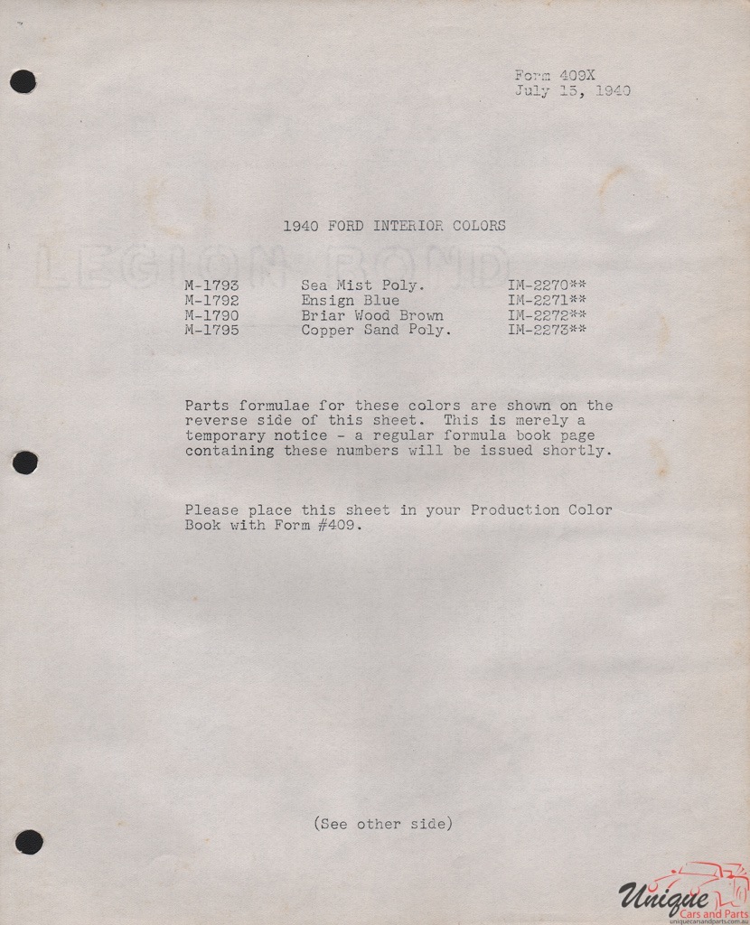 1940 Ford Paint Charts PPG 4